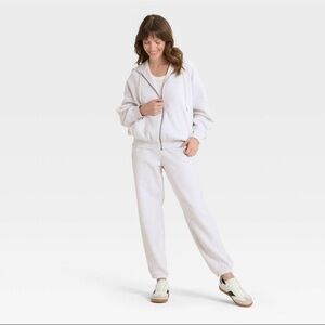 Women's White Zip-Up Hoodie and Jogger Set - Universal Thread